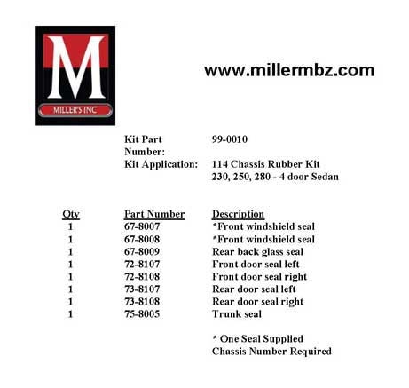 114 CHASSIS RUBBER KIT