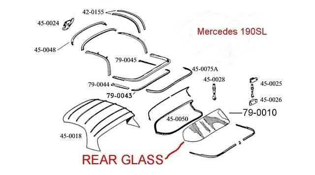 190SL REAR HARDTOP GLASS