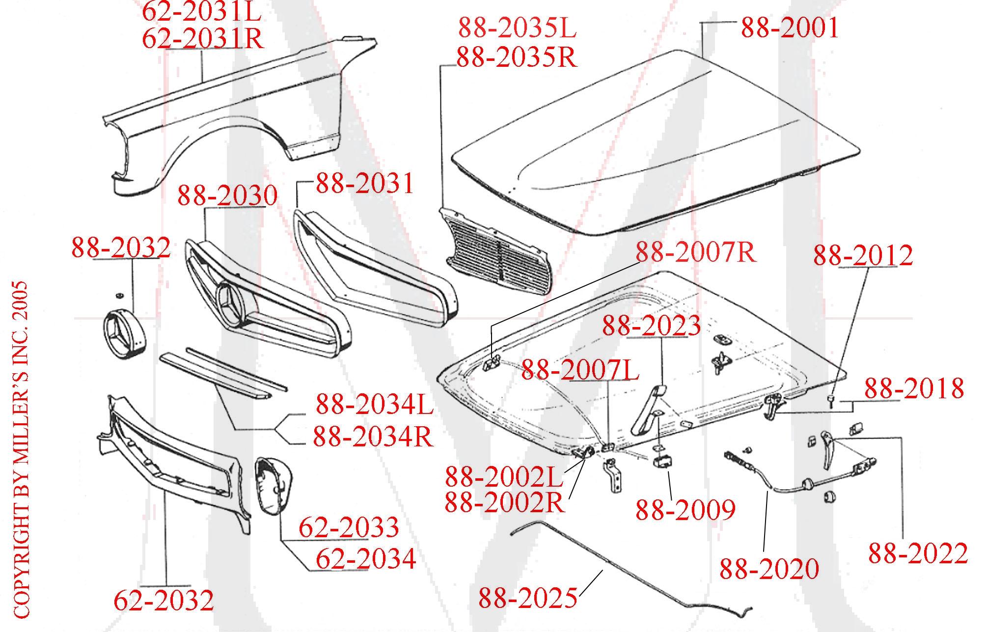 230SL 250SL 280SL FRONT NOSE PANNEL - OE