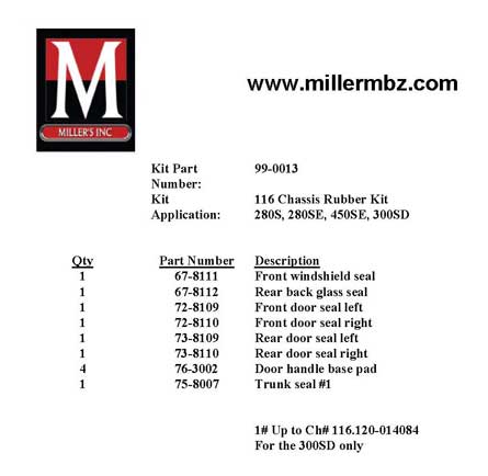 116 CHASSIS RUBBER KIT