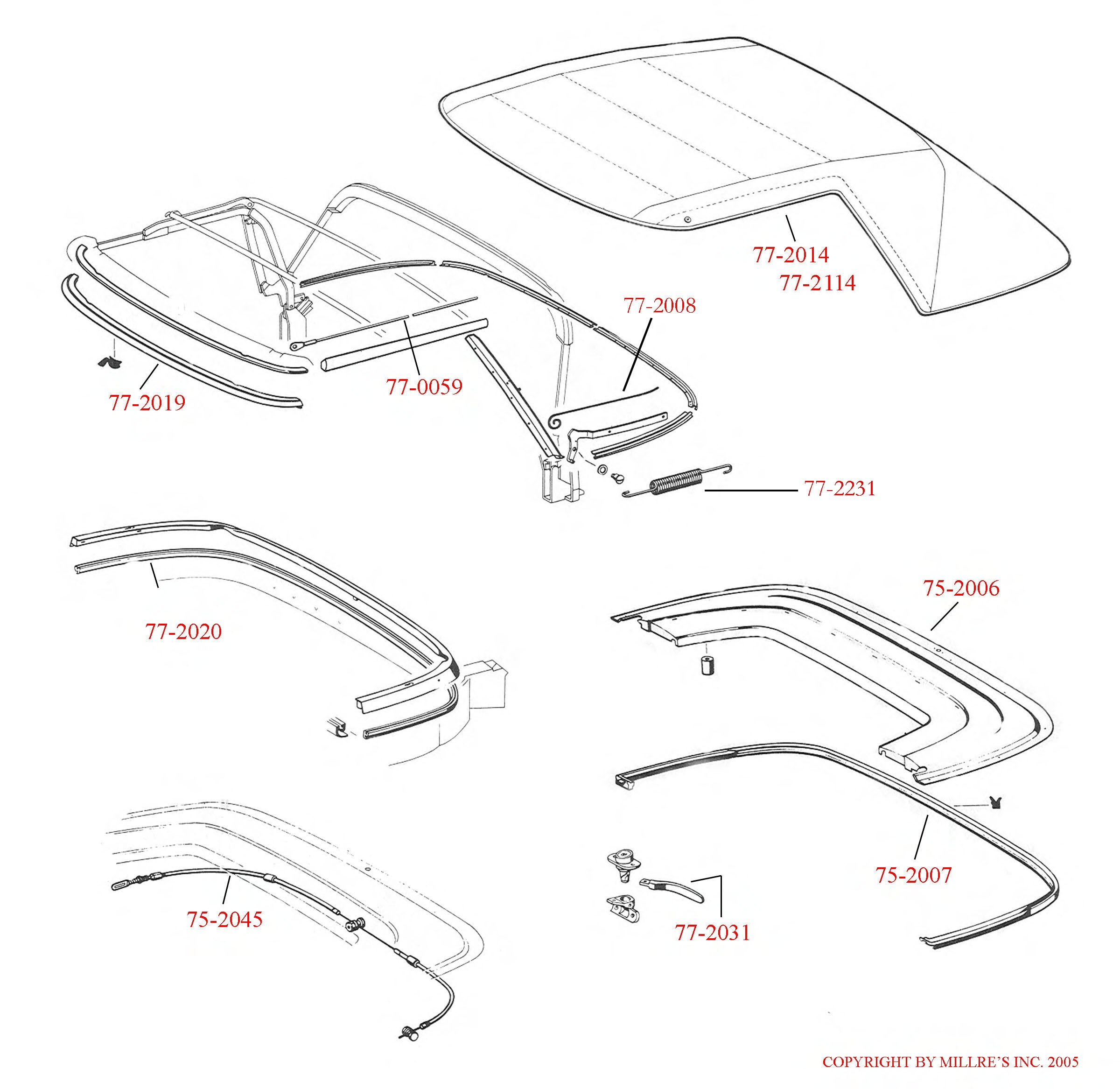 230SL 250SL 280SL SONNENNDECK CANVAS  CONVERTIBLE TOP