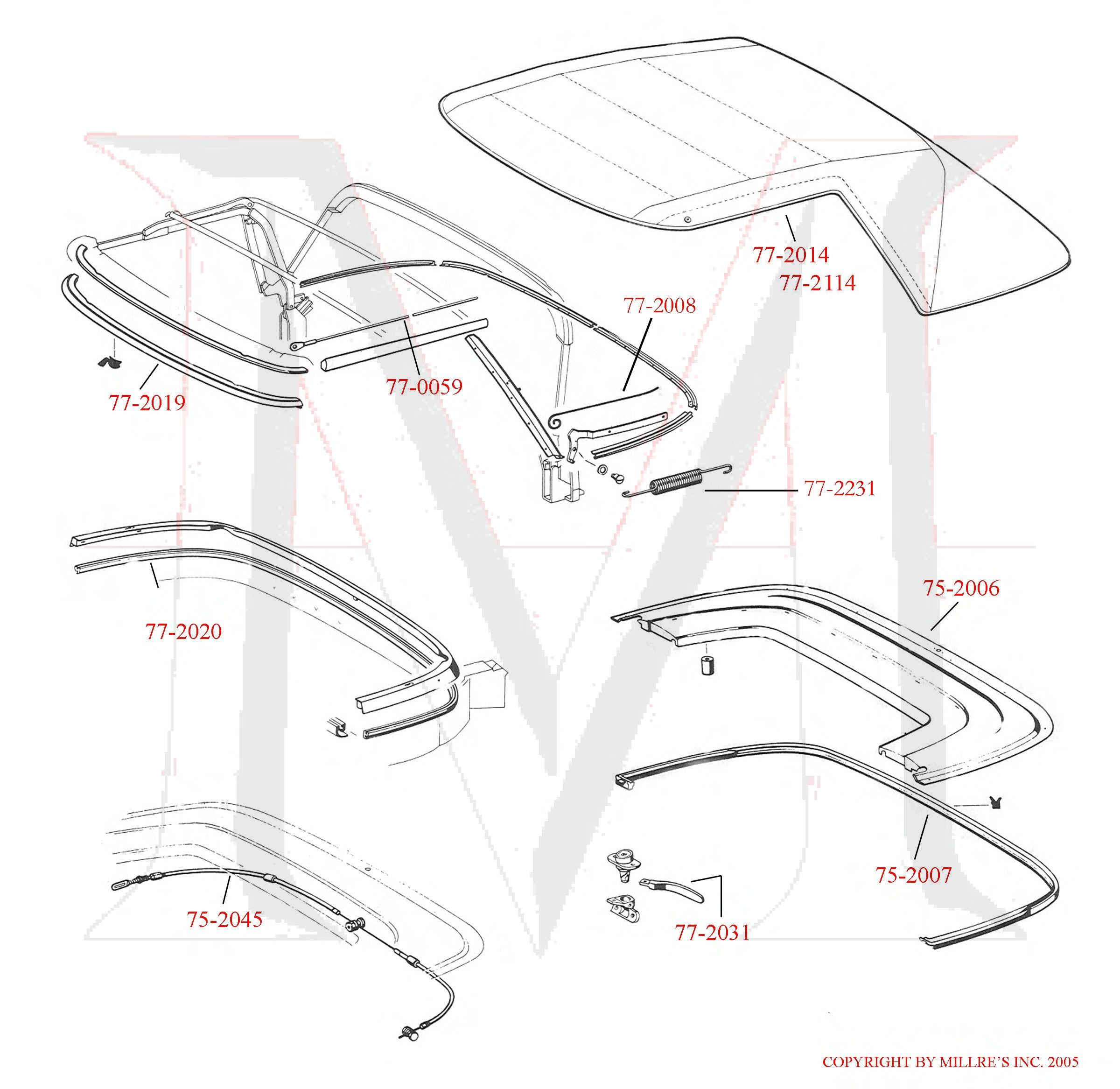 230SL 250SL 280SL SONNENNDECK CANVAS  CONVERTIBLE TOP