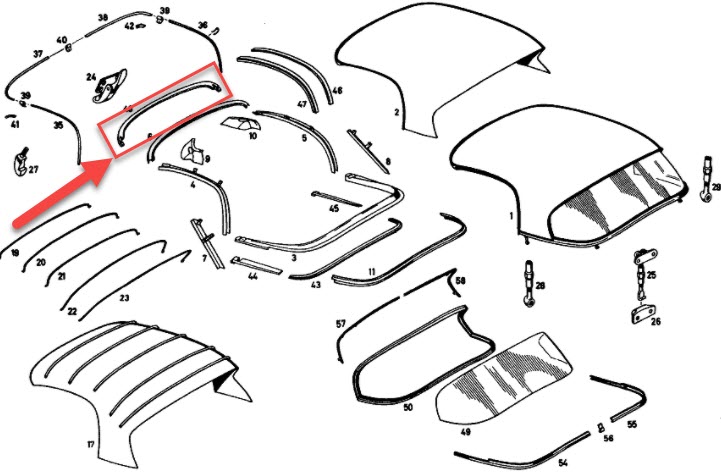 FRONT ROOF FRAME RUBBER SEAL